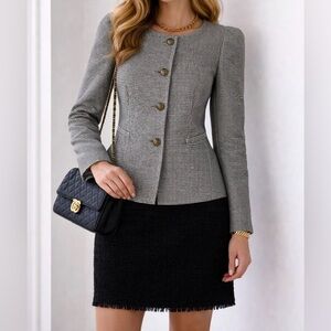 NWT Armani Collezioni textured wool blend jacket blazer IT 42 US 6 Made in Italy